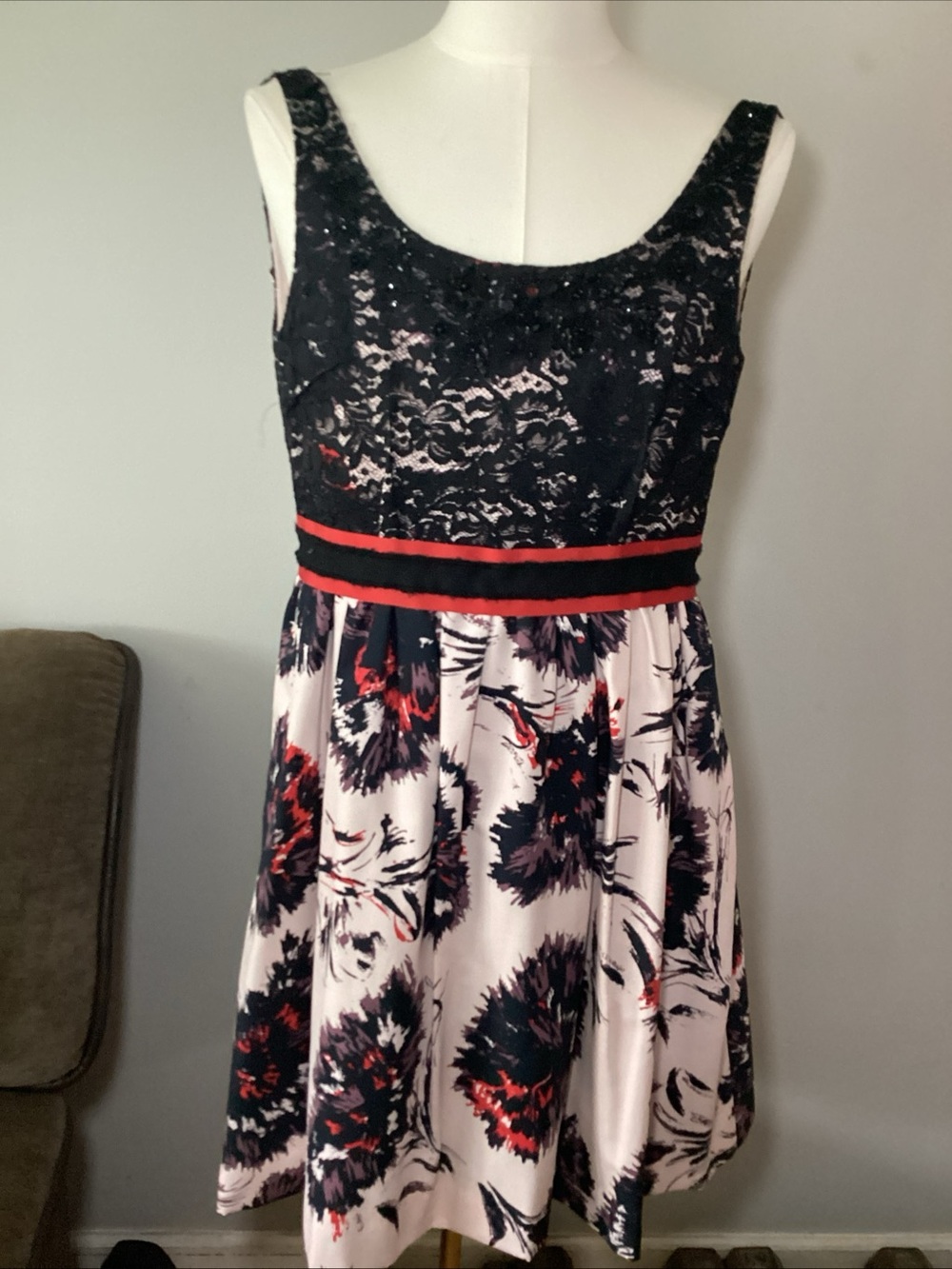 Peter Som Black and Pink Sequin Dress‎